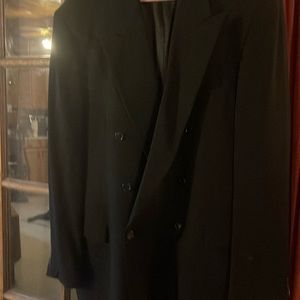 Uomo Roma men’s double breasted suit all black 100% wool